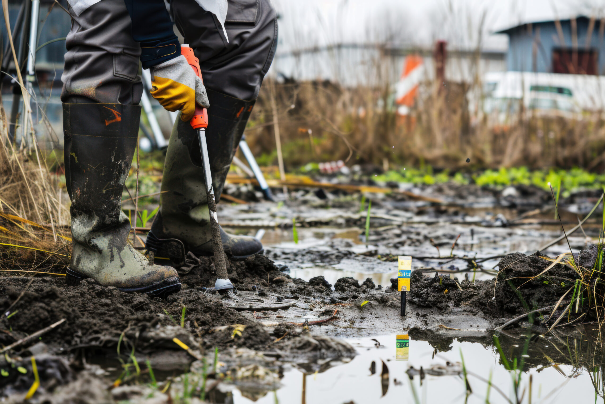 An environmental scientist conducting soil contamination tests i